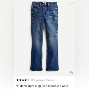 9" demi-boot crop jean in hudson wash